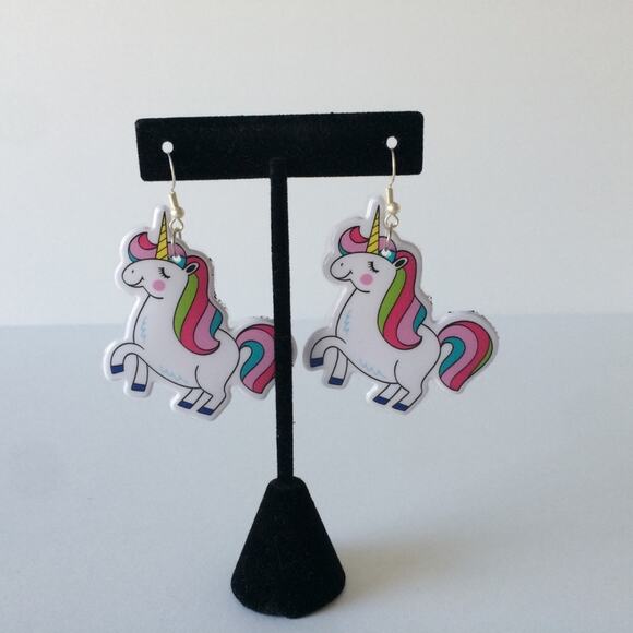 The Sassy Unicorn Earrings‎ Puffy Lightweight Kidcore Whimsy Pop Art Lightweight - Picture 2 of 5